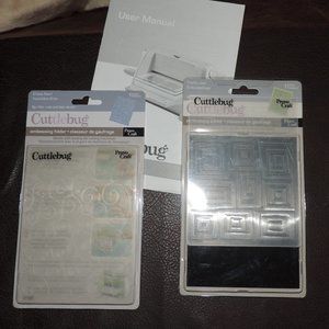 ProvoCraft CuttleBug Lot - 2 Plates, Pad, Adapter & 2 Embossing Folders